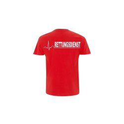 T-Shirt Rettungsdienst rot Aufdruckfarbe wei&szlig; L